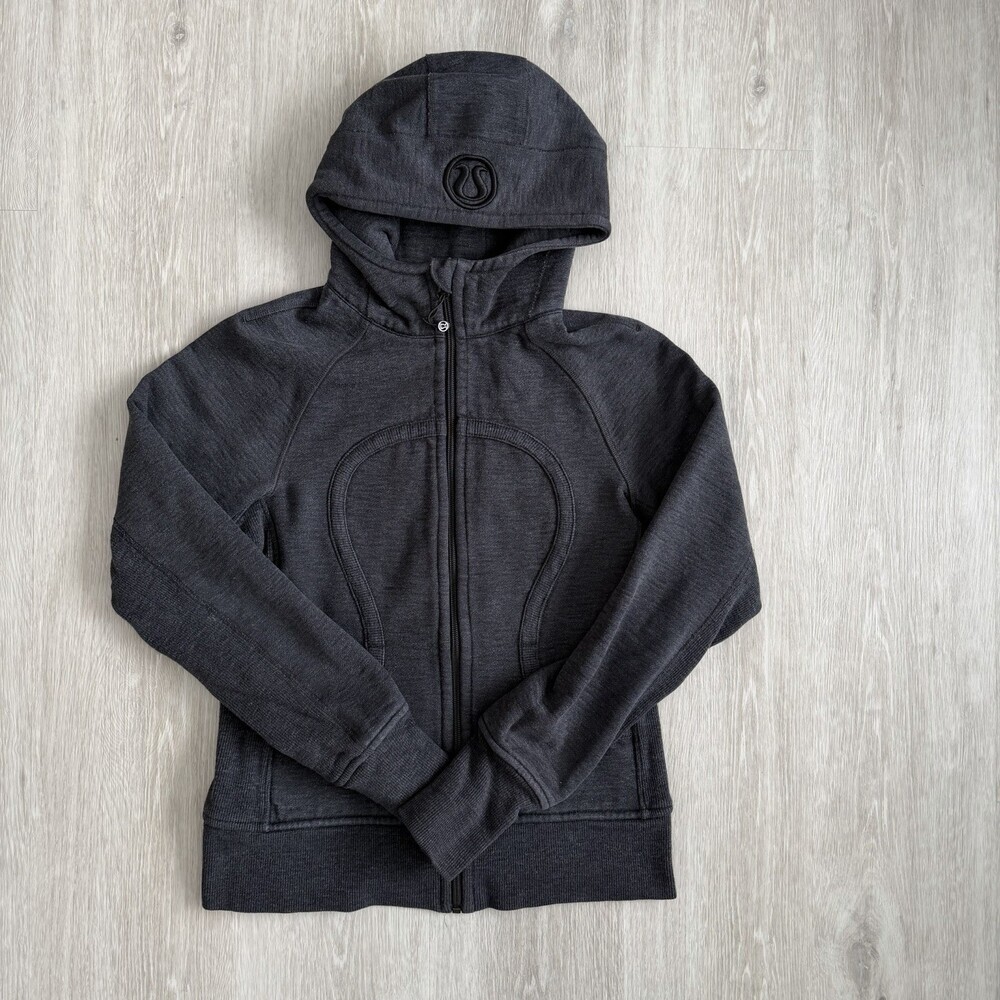 Lululemon Scuba Hoodie Full Zip Heathered Black / Charcoal Size 8 EUC